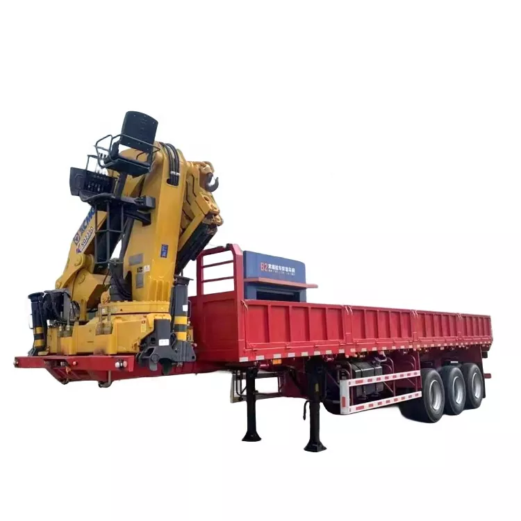 Semi-remorque-grue montée sur camion à plate-forme allongée